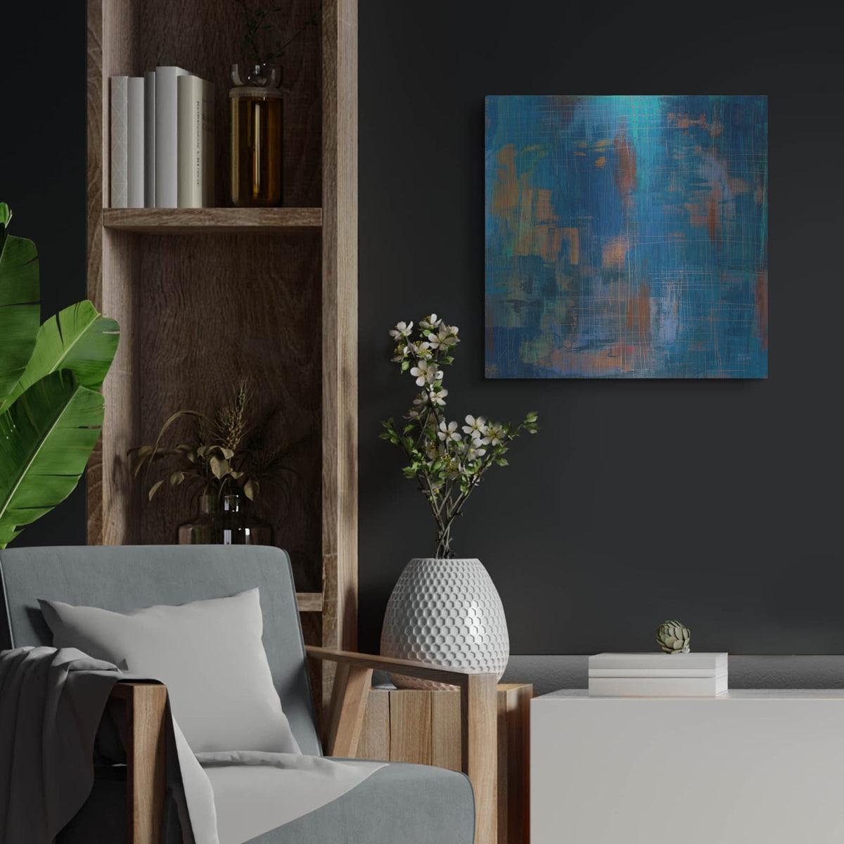 'Northern Lights' by Melissa Averinos – Metal Wall Art, 24x24 room view