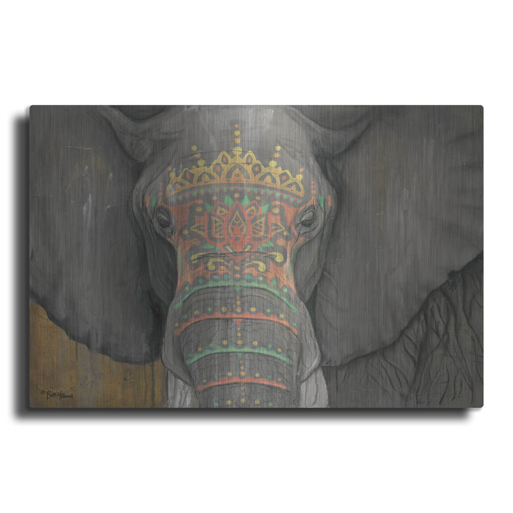 'Tattooed Elephant' by Britt Hallowell – Metal Wall Art