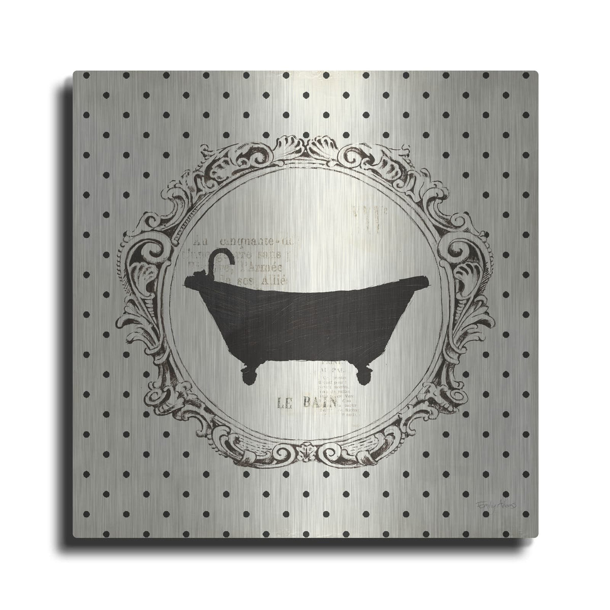 'Cartouche Bath' by Emily Adams – Metal Wall Art