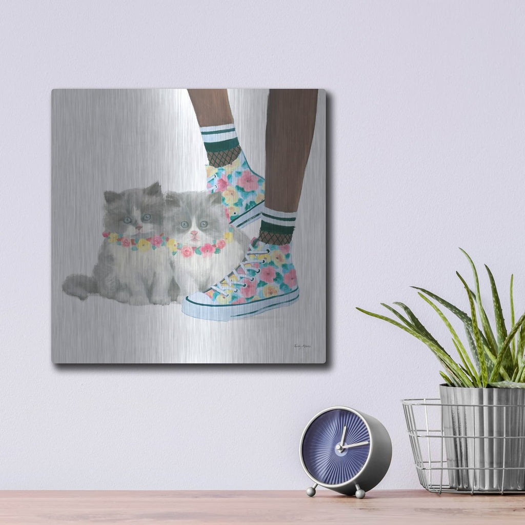 'Cutie Kitties 8' by Emily Adams – Metal Wall Art, 12x12 room view