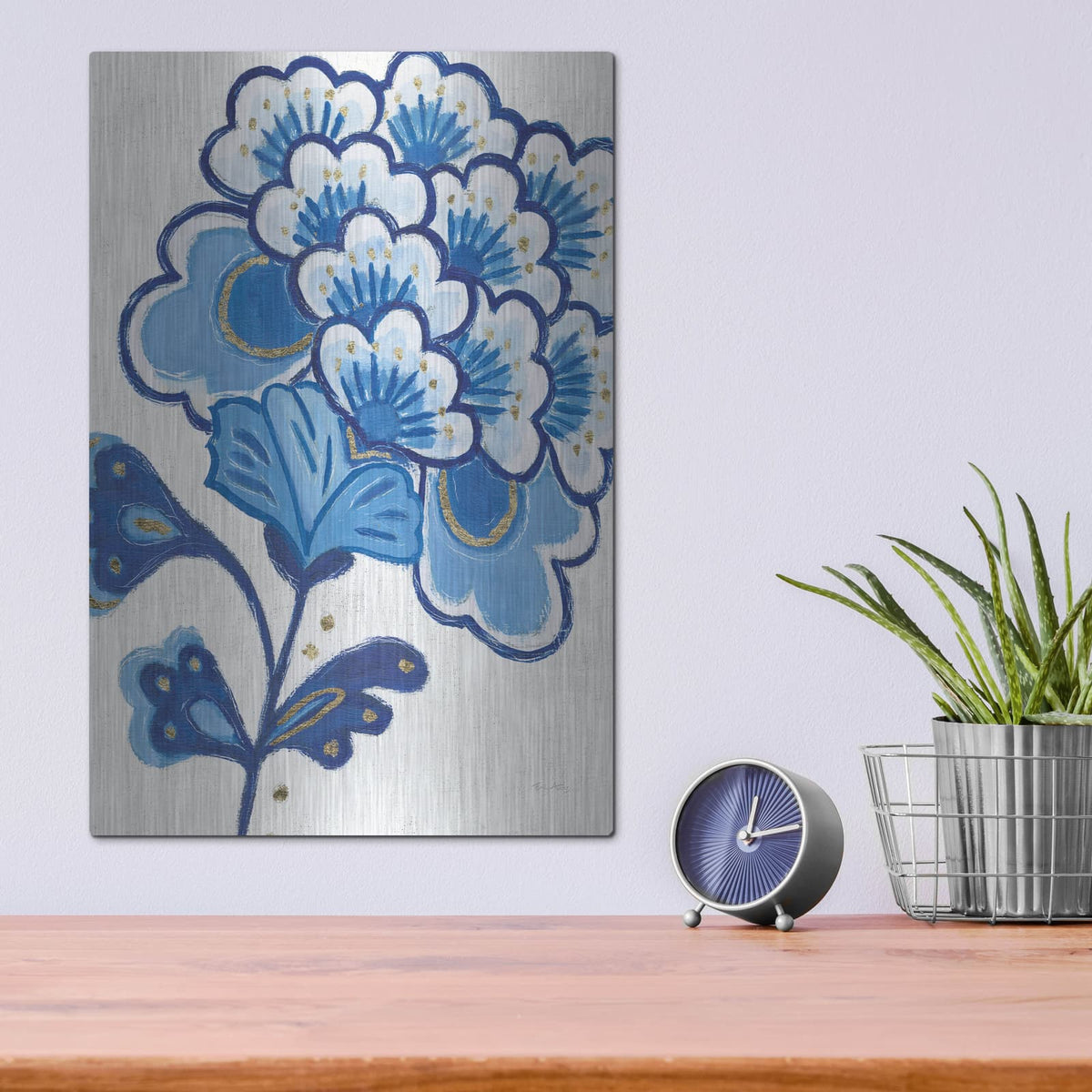 'Flora Chinoiserie 5' by Emily Adams – Metal Wall Art, 12x16 room view