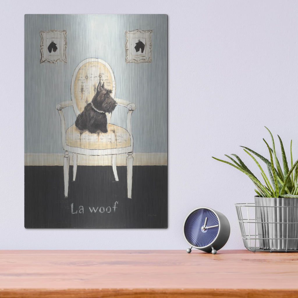 'La Woof' by Emily Adams – Metal Wall Art, 12x16 room view