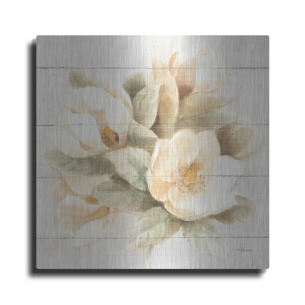 'Ivory Magnolia On Wood' by Albena Hristova – Metal Wall Art