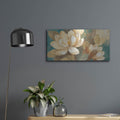 'Turquoise Magnolias' by Albena Hristova – Metal Wall Art, 24x12 room view