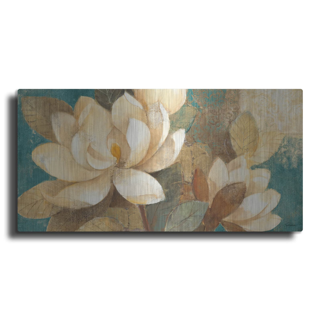 'Turquoise Magnolias' by Albena Hristova – Metal Wall Art