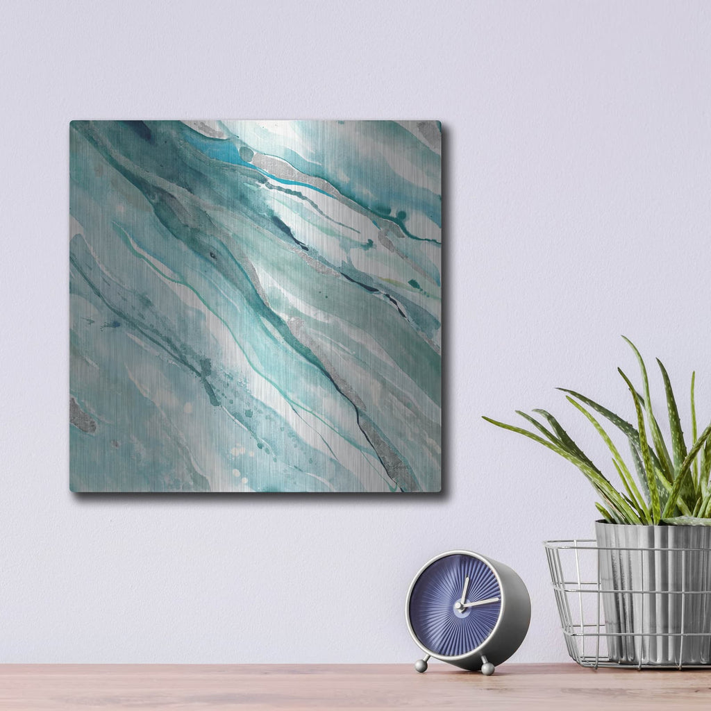 'Silver Springs 2 Blue Green' by Albena Hristova – Metal Wall Art, 12x12 room view