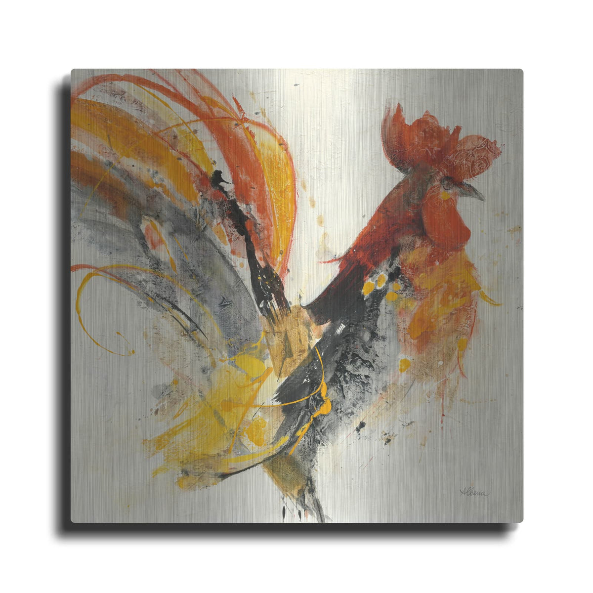 'Festive Rooster 1' by Albena Hristova – Metal Wall Art