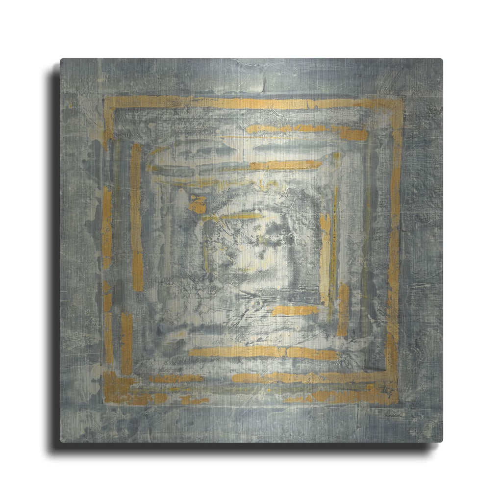 'Gold Tapestry I Gold And White' by Albena Hristova – Metal Wall Art