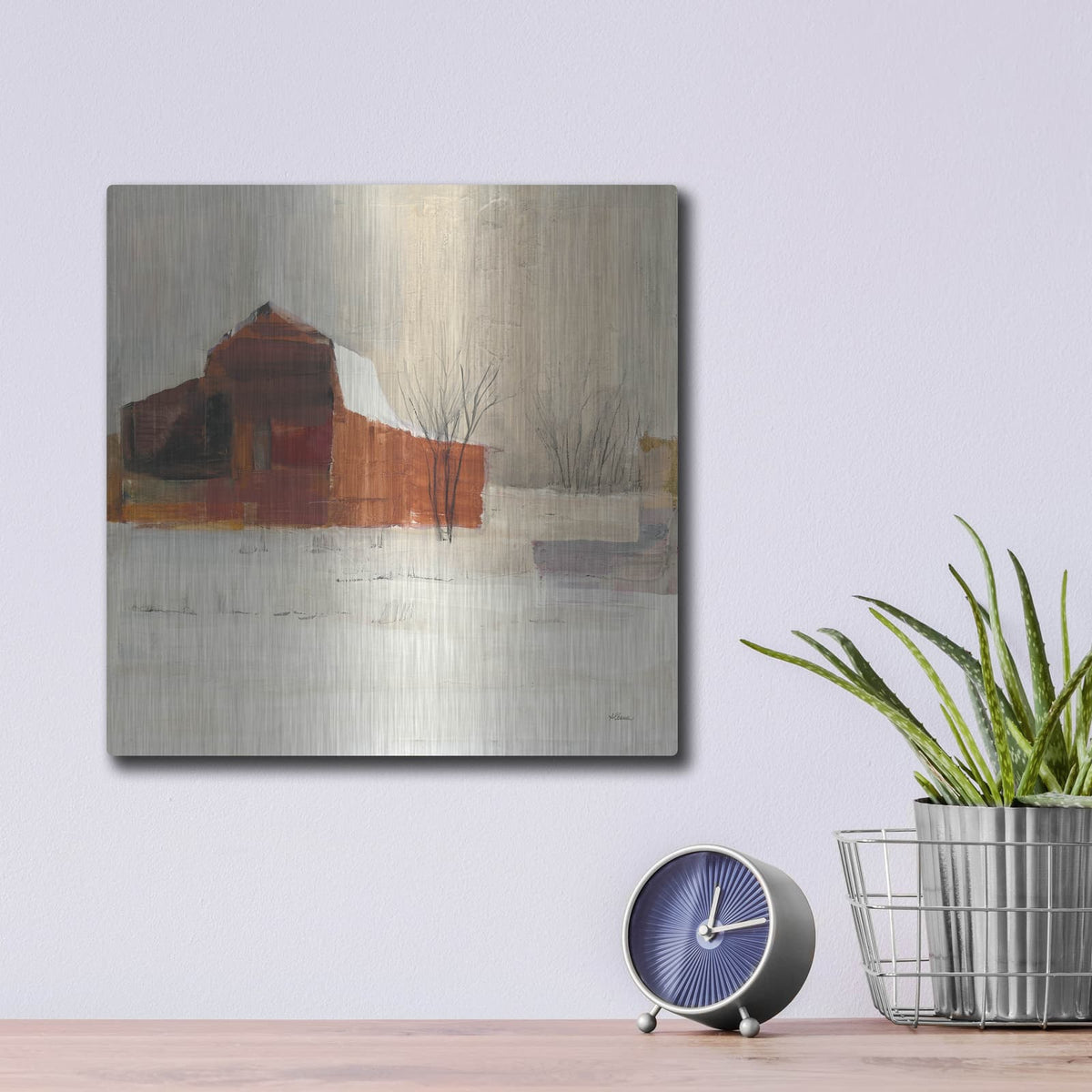 'Winter On The Farm' by Albena Hristova – Metal Wall Art, 12x12 room view
