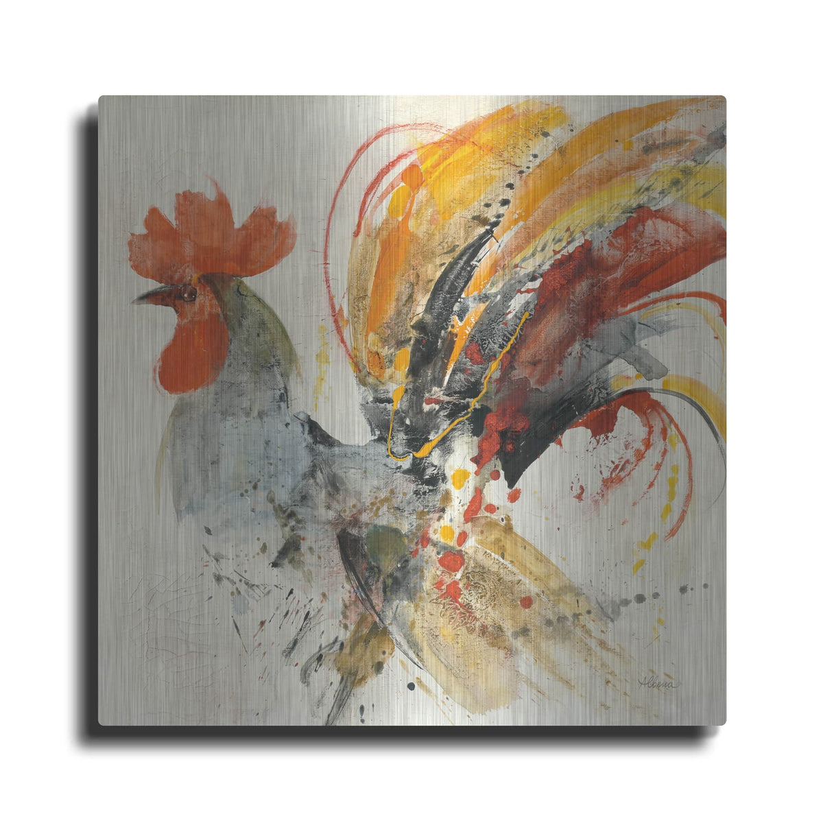 'Festive Rooster 2' by Albena Hristova – Metal Wall Art
