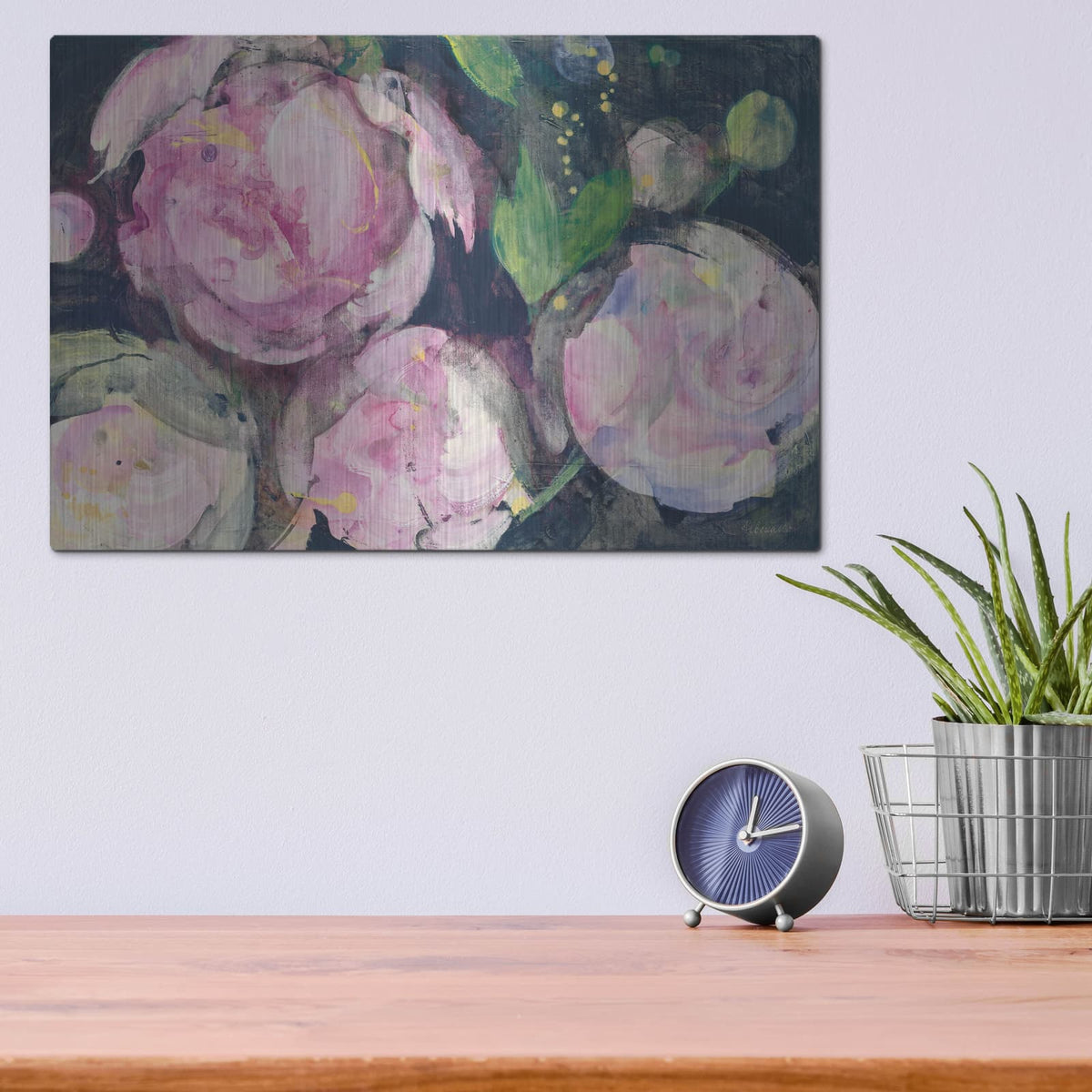 'Evening Peonies 2' by Albena Hristova – Metal Wall Art, 16x12 room view