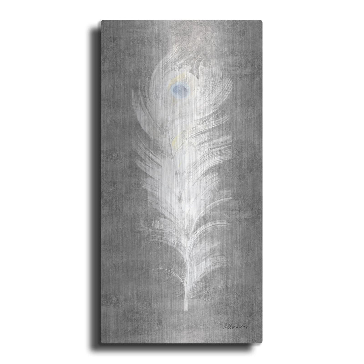 'Silver Blue Eyed Feathers 3' by Albena Hristova – Metal Wall Art