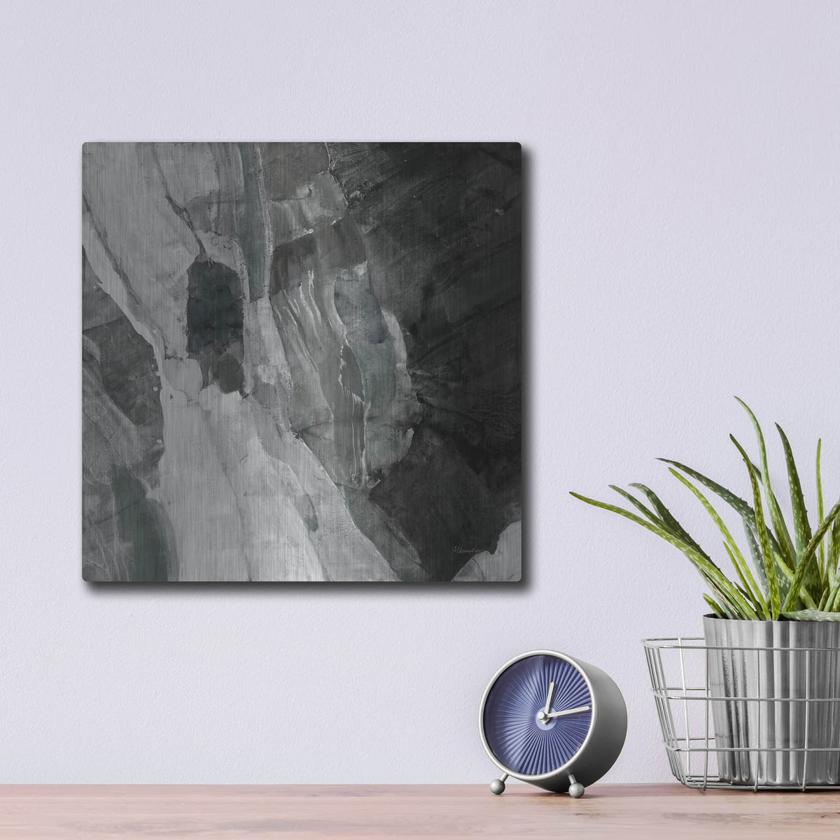 'Rocky Ravine Bw' by Albena Hristova – Metal Wall Art, 12x12 room view