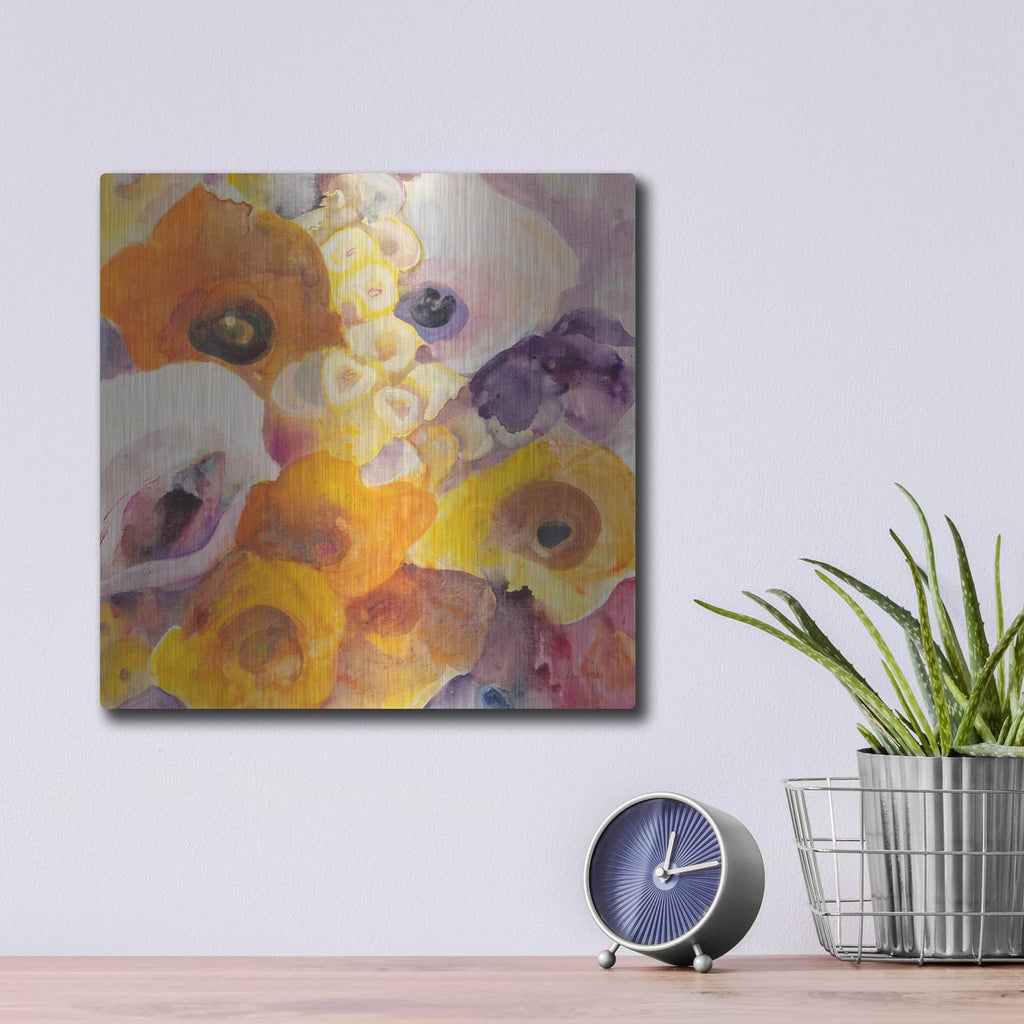 'Bright Flowers 4' by Albena Hristova – Metal Wall Art, 12x12 room view