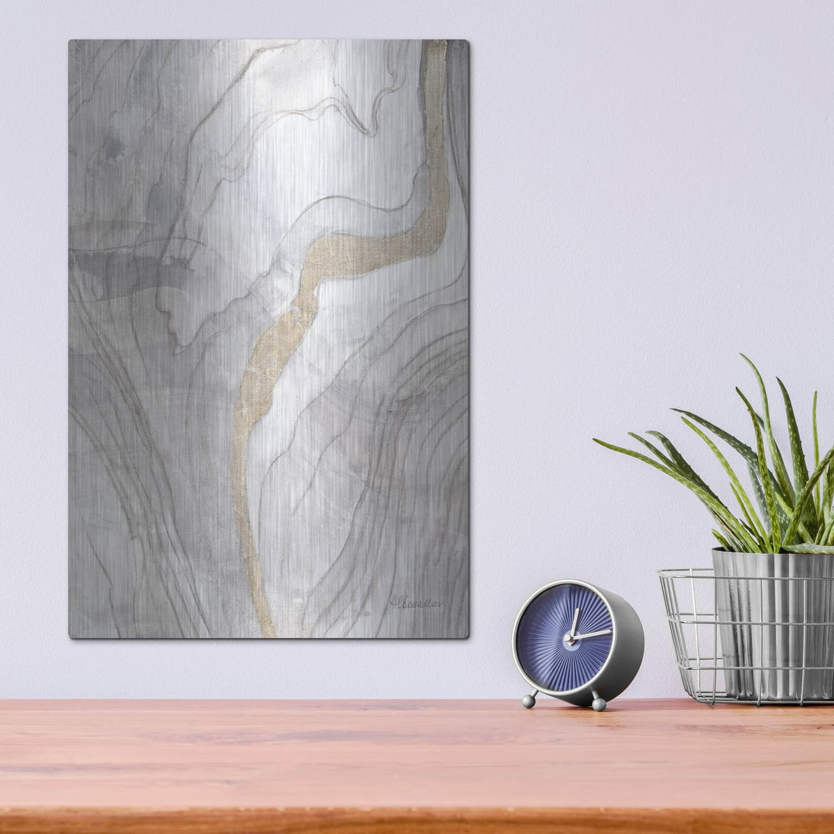 'Shimmering Water 2 Neutral' by Albena Hristova – Metal Wall Art, 12x16 room view