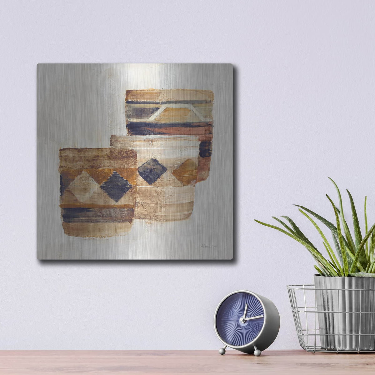 'Desert Still Life 3 Navy' by Albena Hristova – Metal Wall Art, 12x12 room view