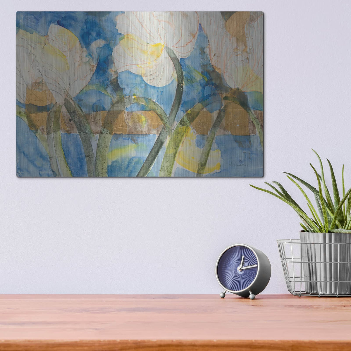 'Contemporary Tulips' by Albena Hristova – Metal Wall Art, 16x12 room view