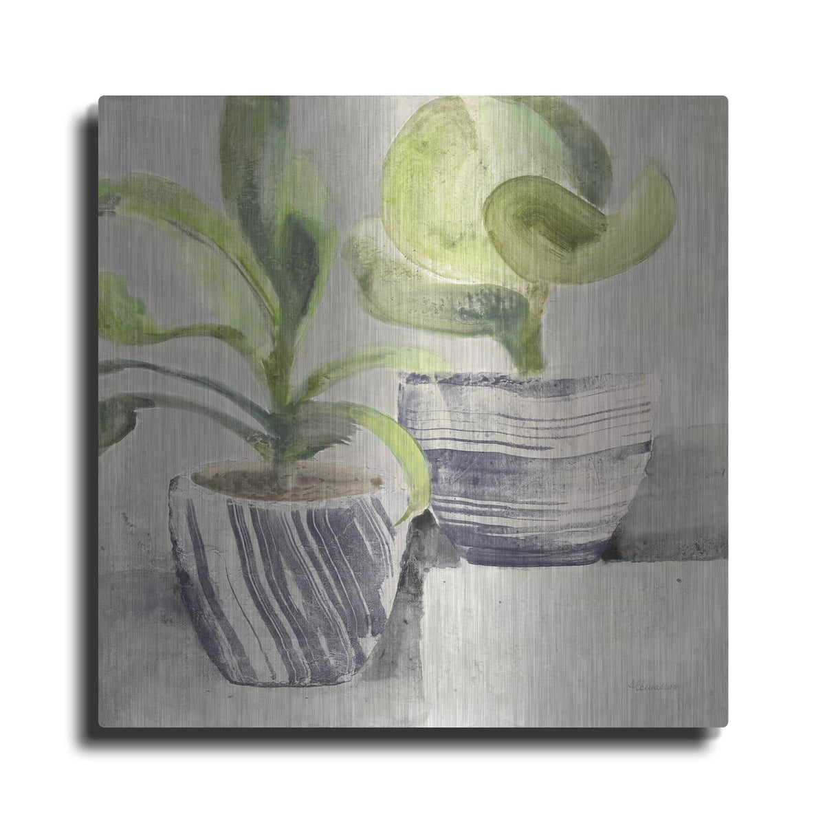 'Greenery Still Life With Navy' by Albena Hristova – Metal Wall Art