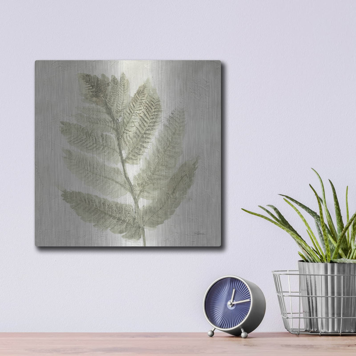 'Watercolor Forest Ferns 1' by Albena Hristova – Metal Wall Art, 12x12 room view