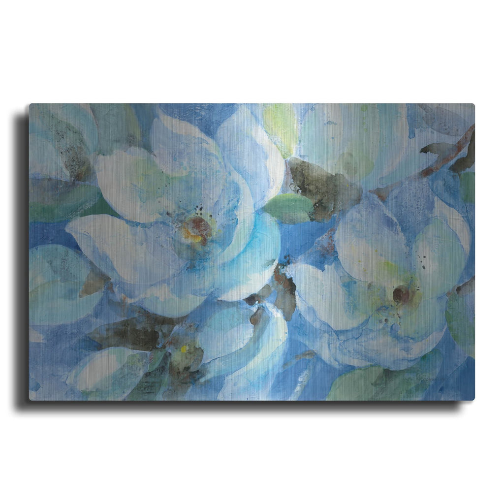 'Blue Magnolias' by Albena Hristova – Metal Wall Art