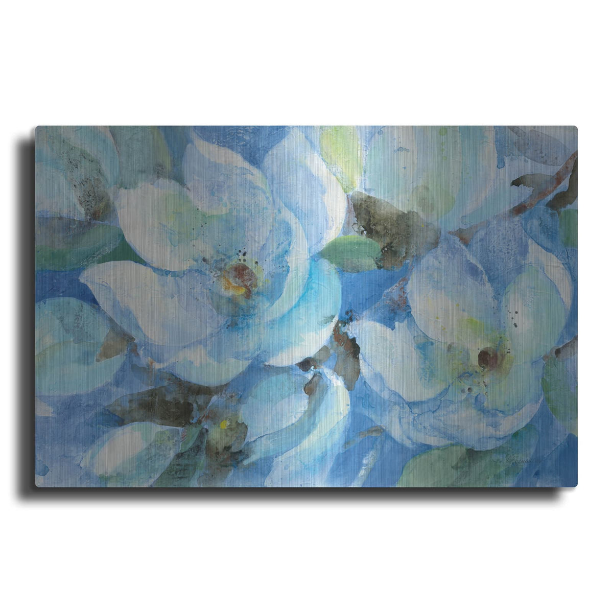 'Blue Magnolias' by Albena Hristova – Metal Wall Art