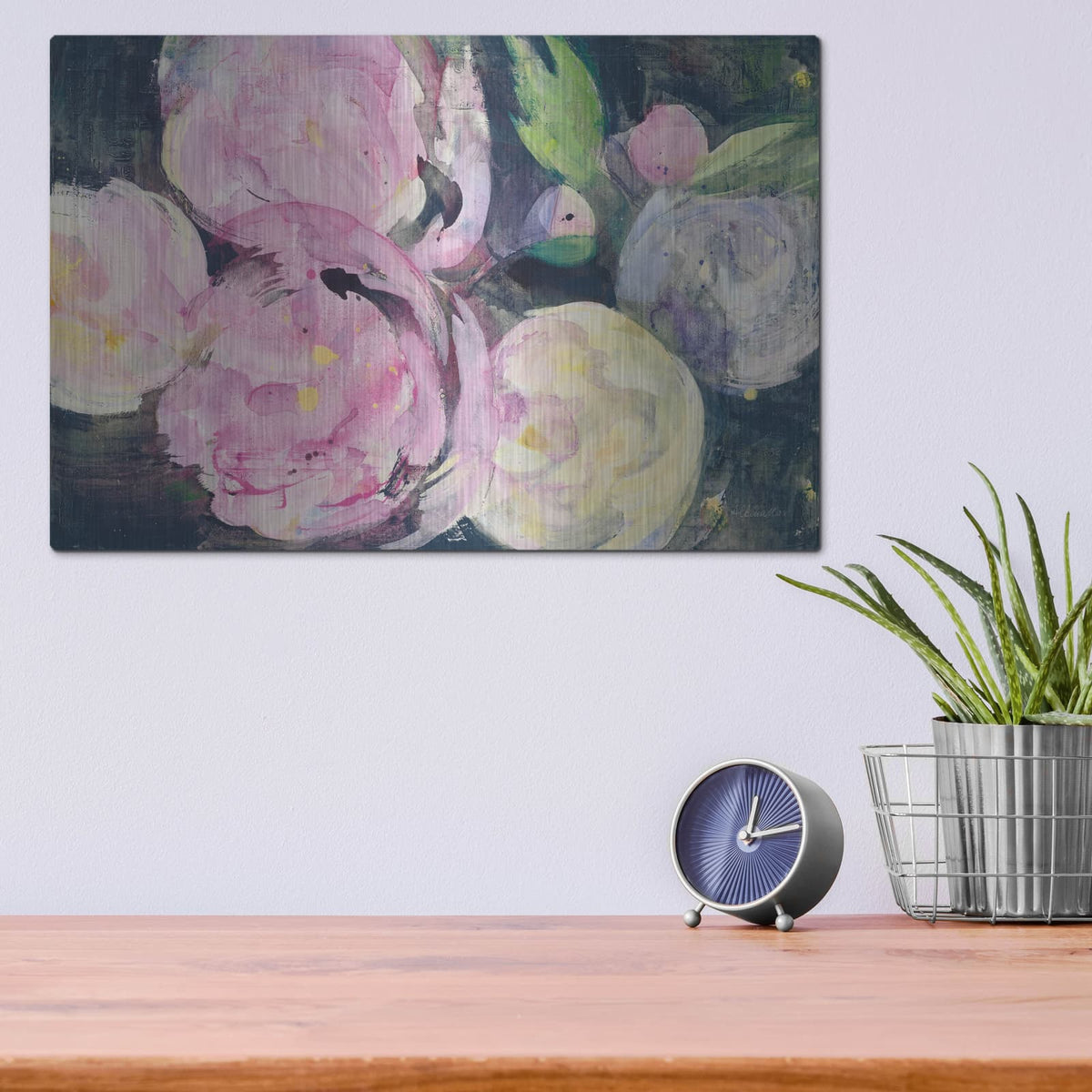 'Evening Peonies 1' by Albena Hristova – Metal Wall Art, 16x12 room view