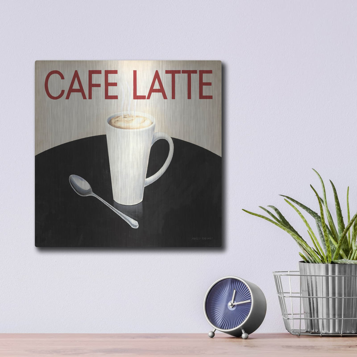 'Cafe Moderne 1' by Marco Fabiano – Metal Wall Art, 12x12 room view
