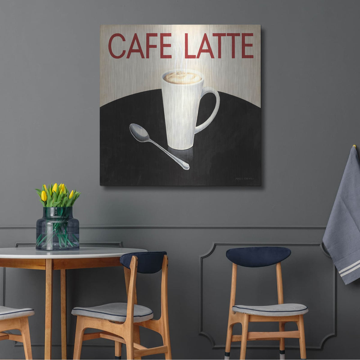 'Cafe Moderne 1' by Marco Fabiano – Metal Wall Art, 36x36 room view