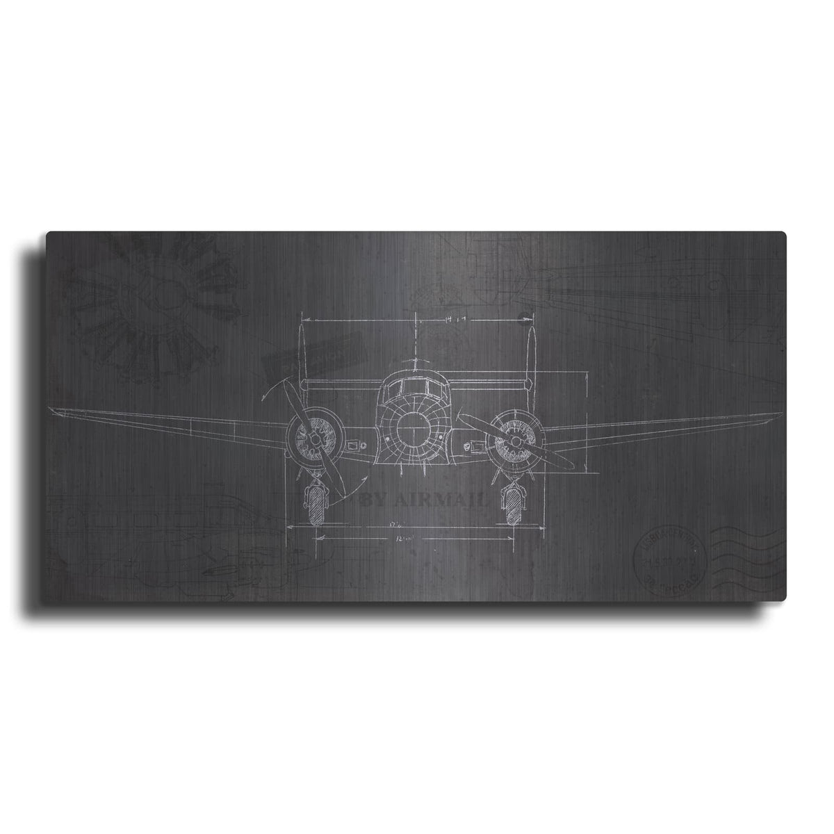 'Plane Blueprint 4 Wings' by Marco Fabiano – Metal Wall Art