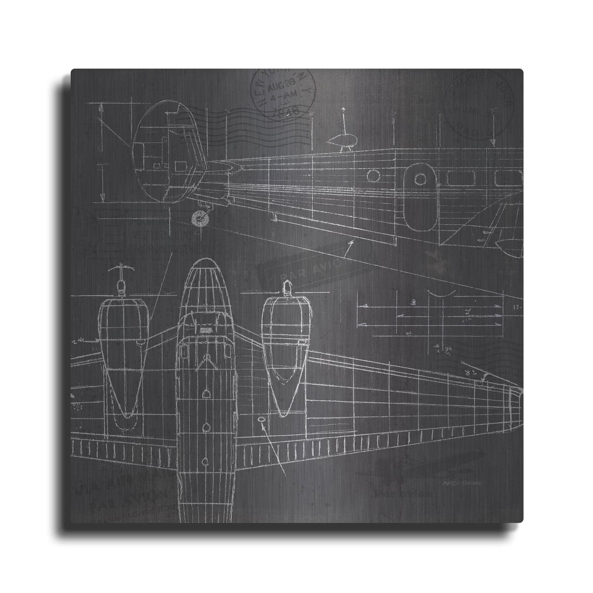'Plane Blueprint 2' by Marco Fabiano – Metal Wall Art
