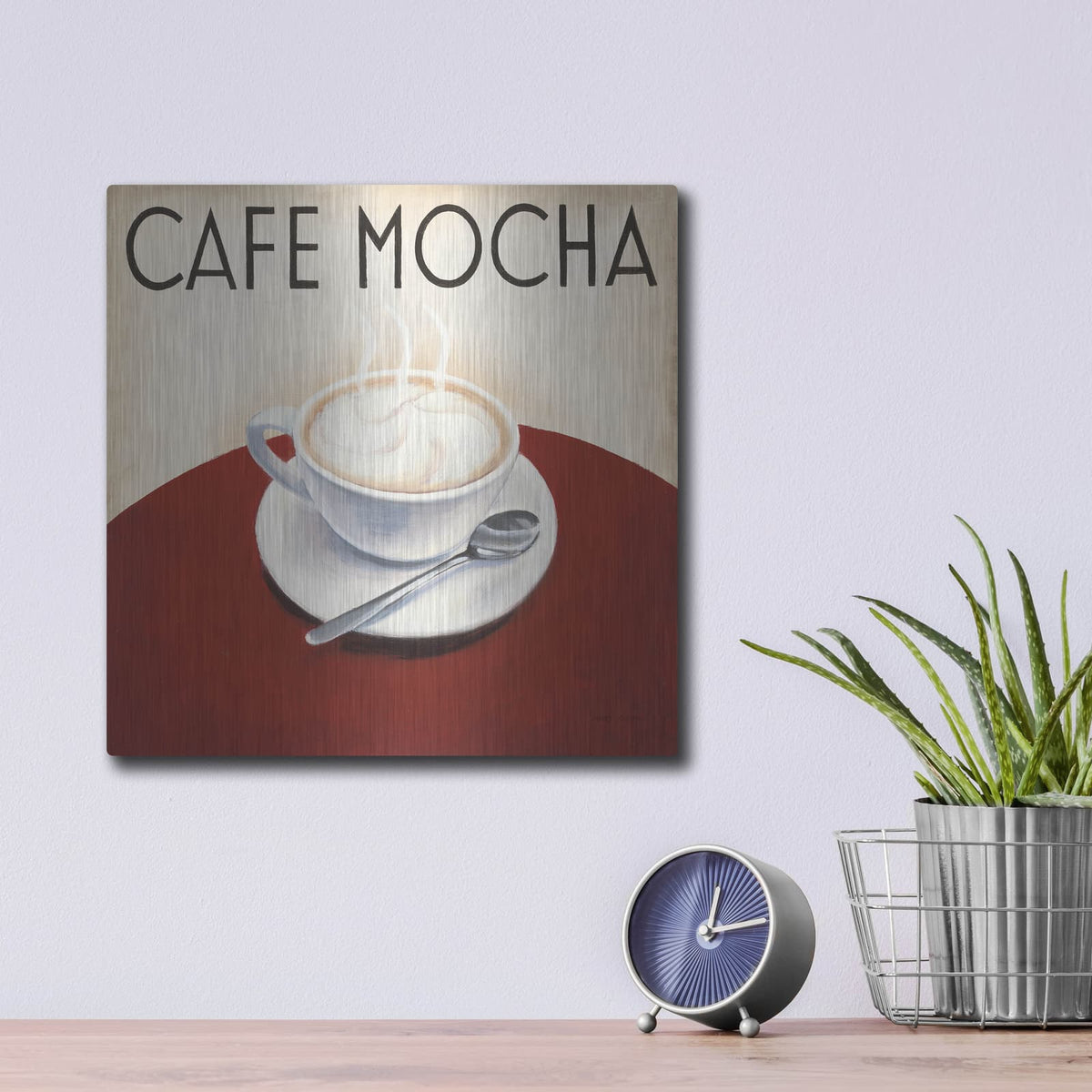 'Cafe Moderne V' by Marco Fabiano – Metal Wall Art, 12x12 room view