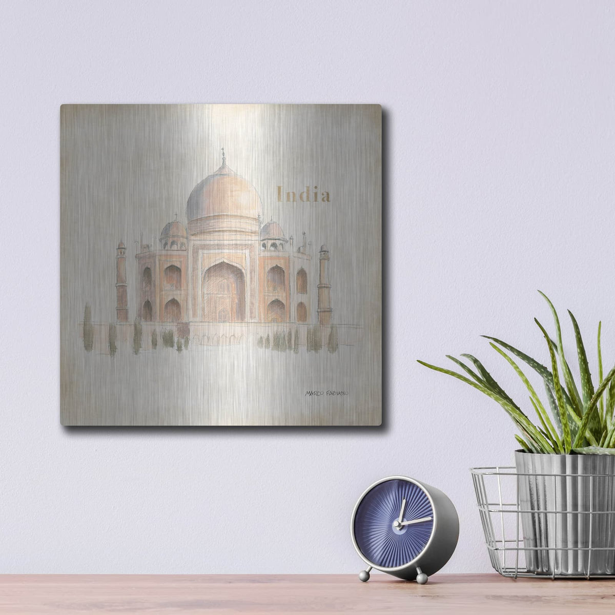 'World Trekker 4' by Marco Fabiano – Metal Wall Art, 12x12 room view