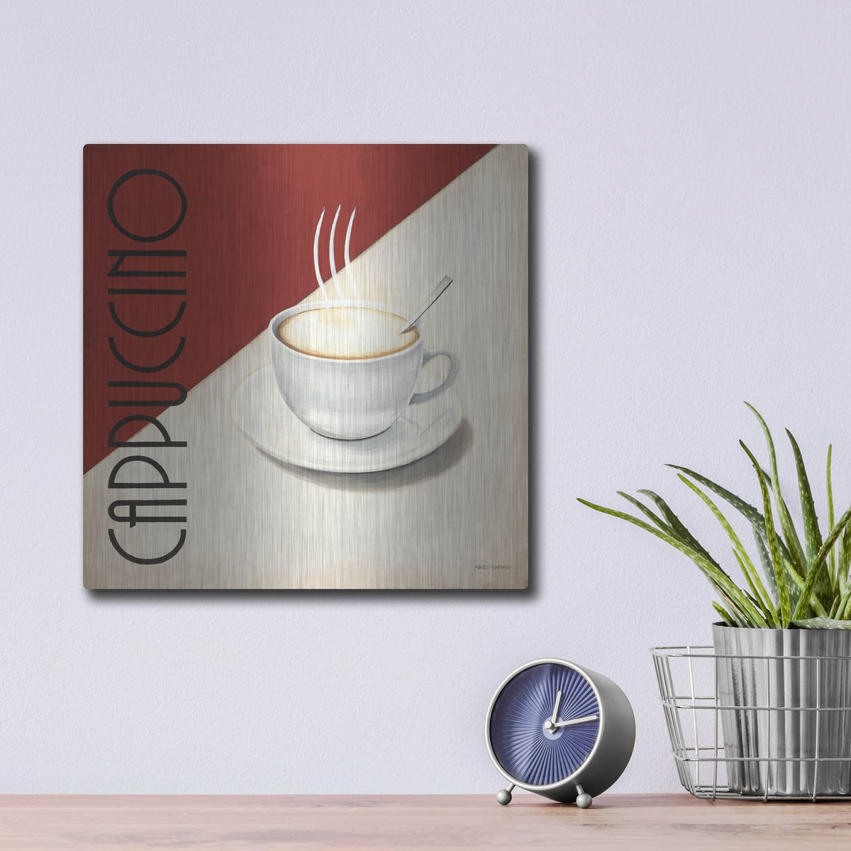 'Cafe Moderne 2' by Marco Fabiano – Metal Wall Art, 12x12 room view