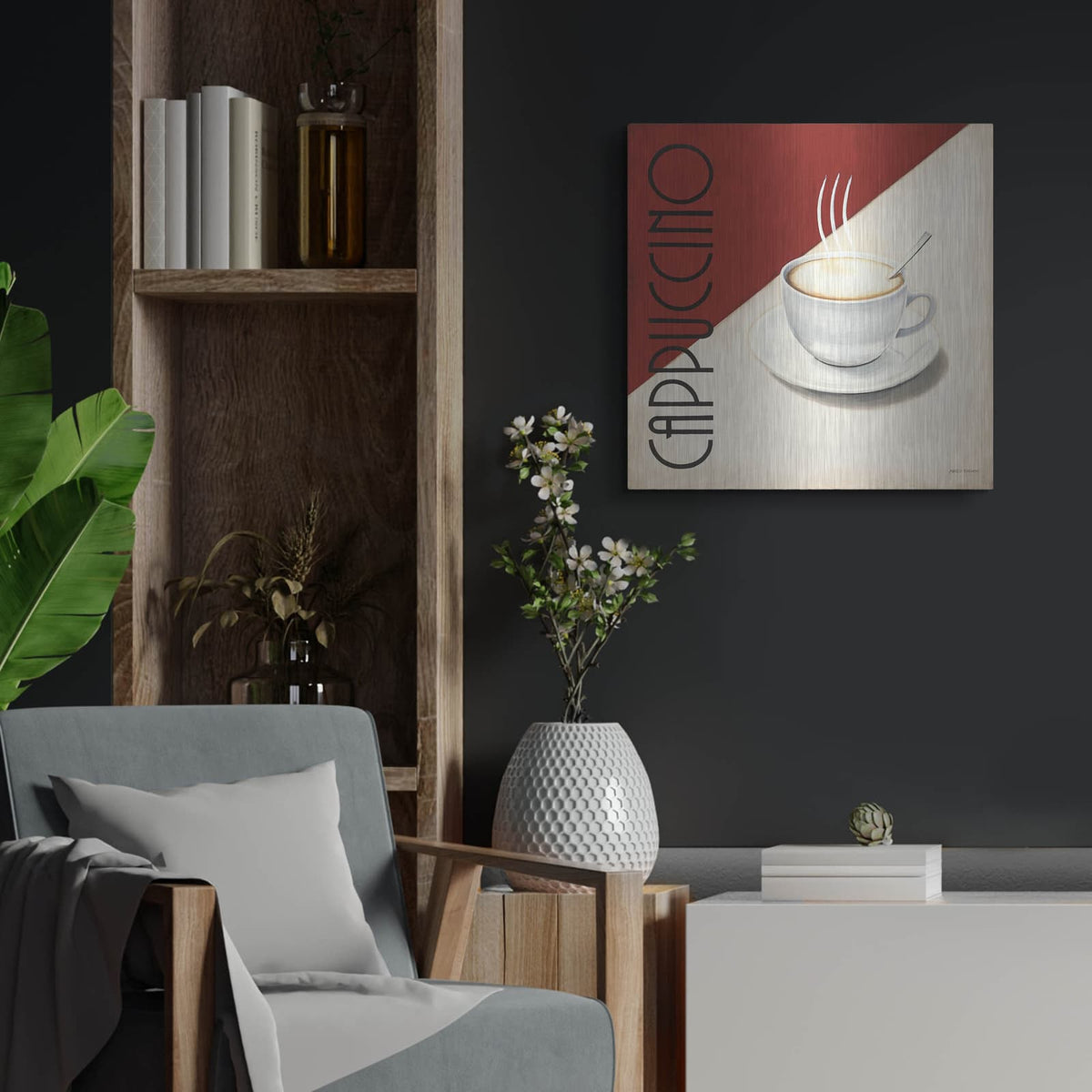 'Cafe Moderne 2' by Marco Fabiano – Metal Wall Art, 24x24 room view