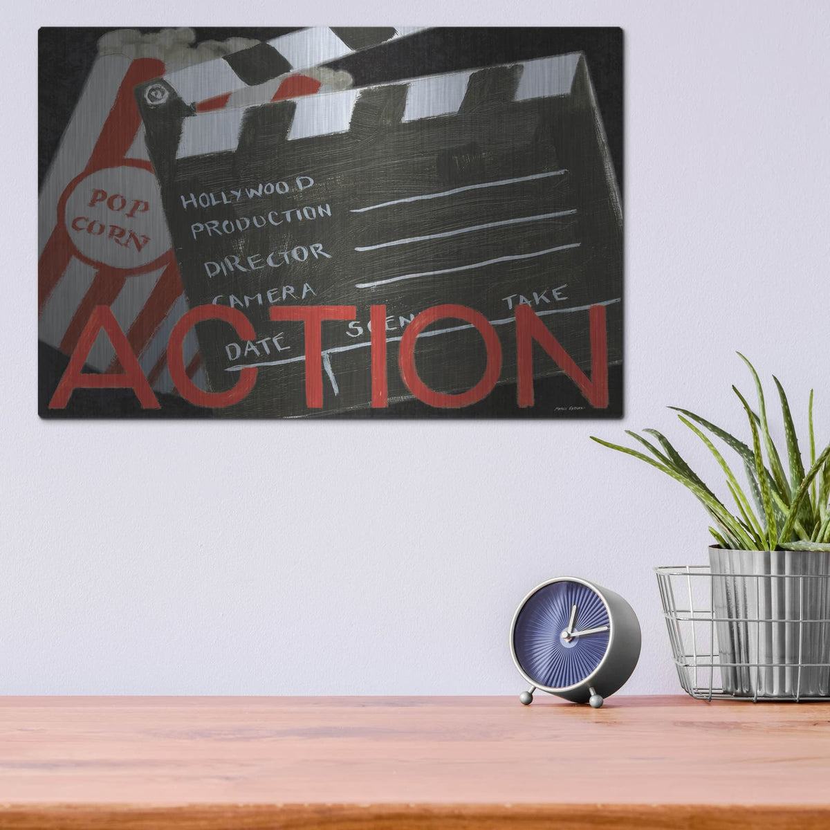 'Lights Camera Action 3' by Marco Fabiano – Metal Wall Art, 16x12 room view