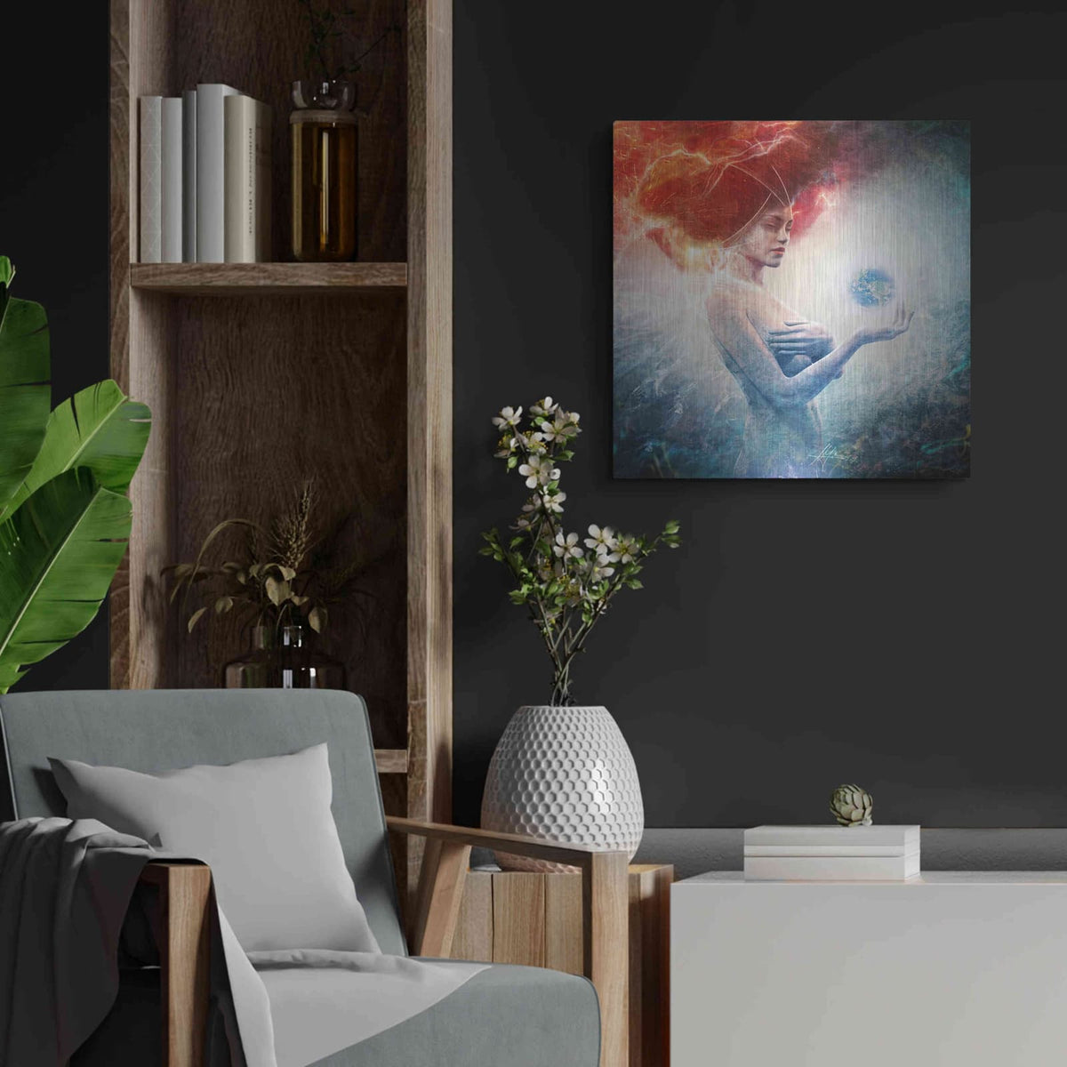 'Living Frequencies' by Mario Sanchez Nevado – Metal Wall Art, 24x24 room view