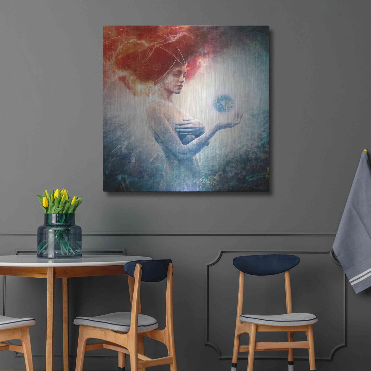 'Living Frequencies' by Mario Sanchez Nevado – Metal Wall Art, 36x36 room view