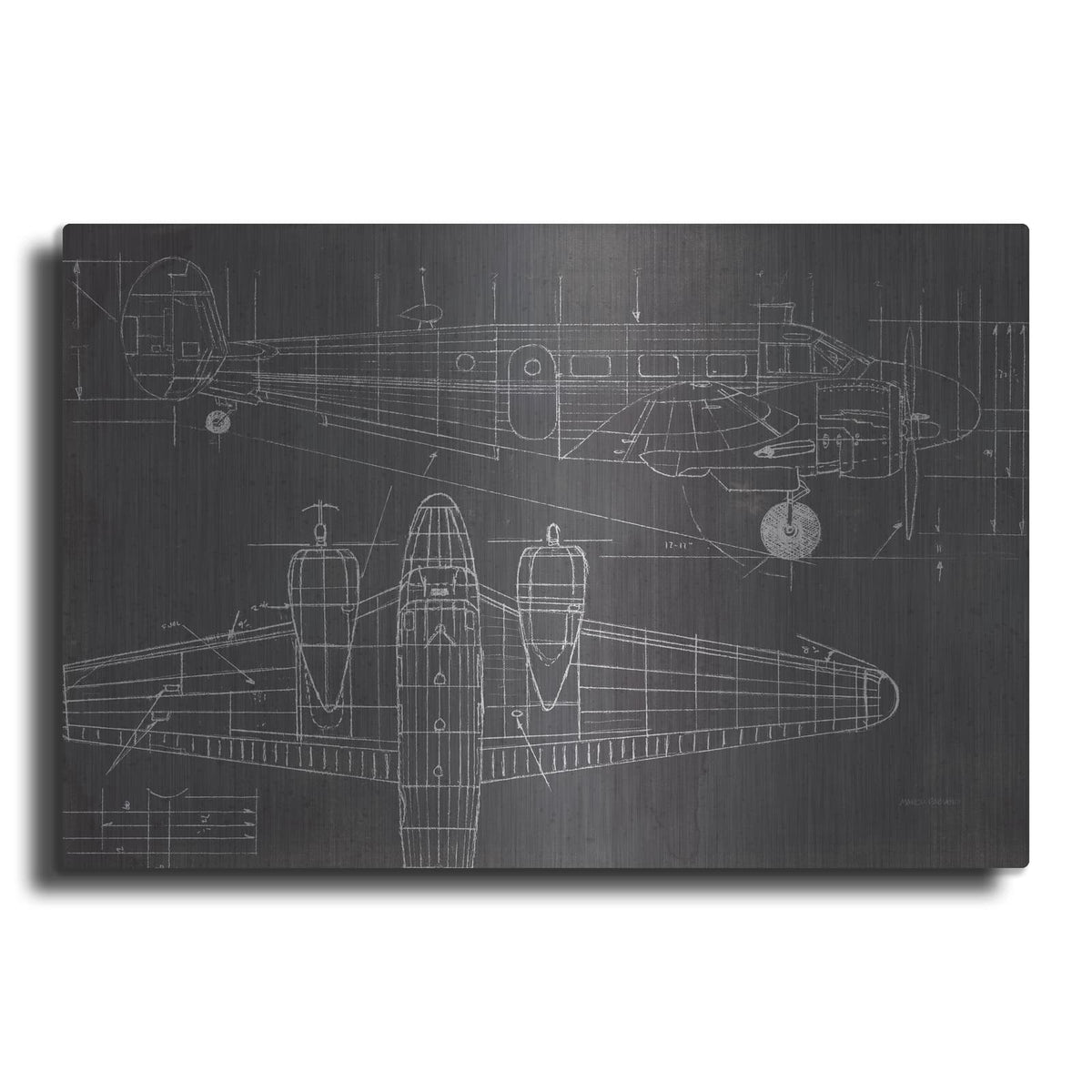 'Plane Blueprint 1 No Words Post' by Marco Fabiano – Metal Wall Art