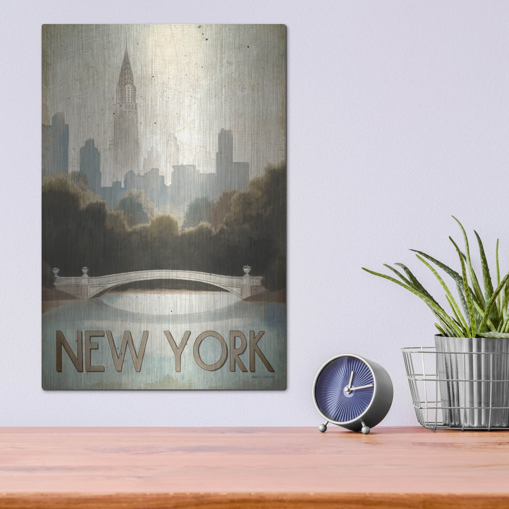 'City Skyline New York Vintage V2' by Marco Fabiano – Metal Wall Art, 12x16 room view