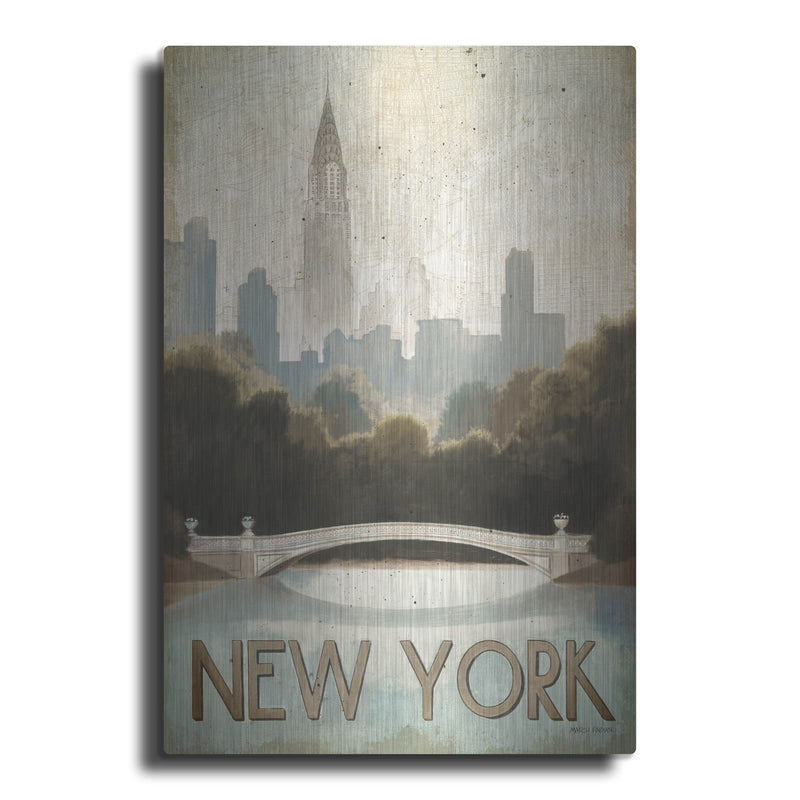 'City Skyline New York Vintage V2' by Marco Fabiano – Metal Wall Art