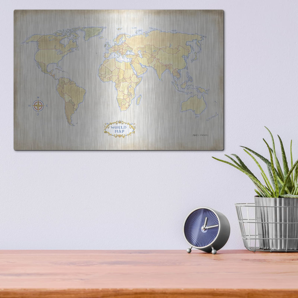 'World Trekker 1' by Marco Fabiano – Metal Wall Art, 16x12 room view