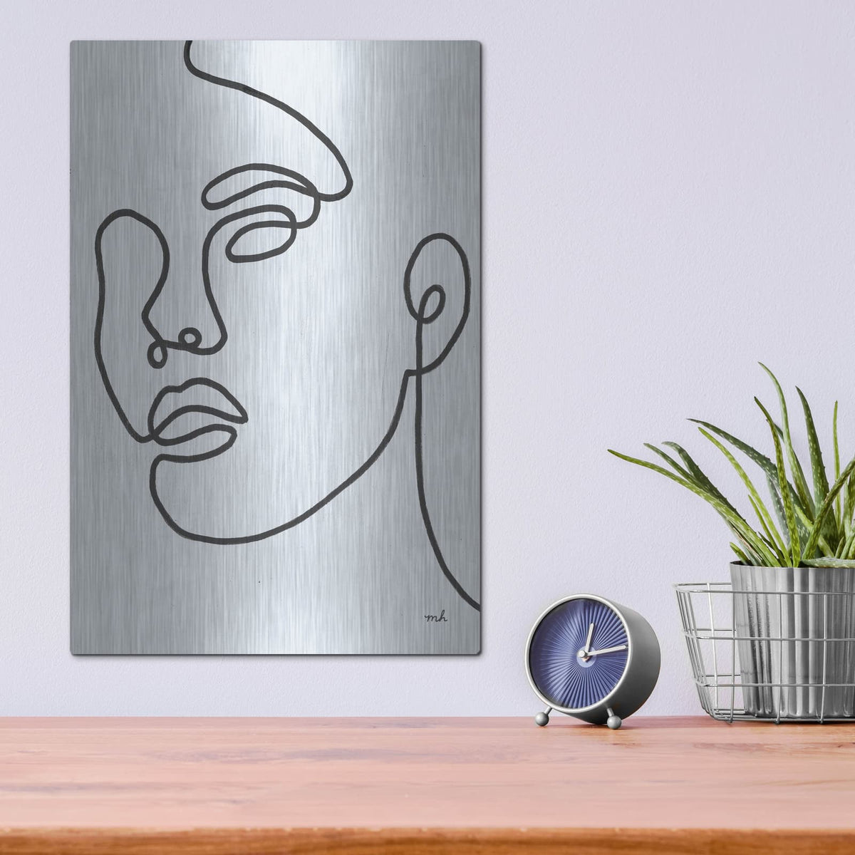 'About Face 2 Wb' by Moira Hershey – Metal Wall Art, 12x16 room view