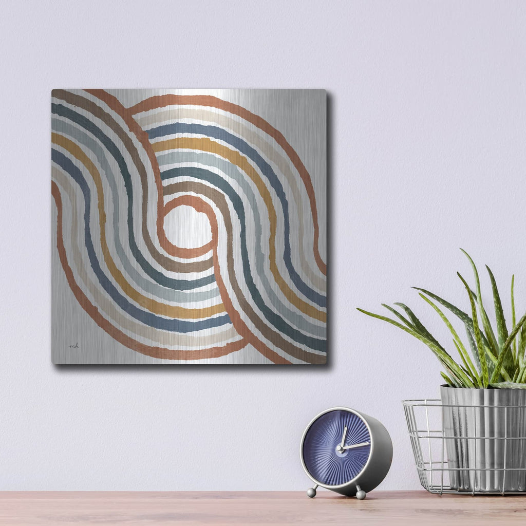 'Rainbow Road 2 Thick Lines' by Moira Hershey – Metal Wall Art, 12x12 room view