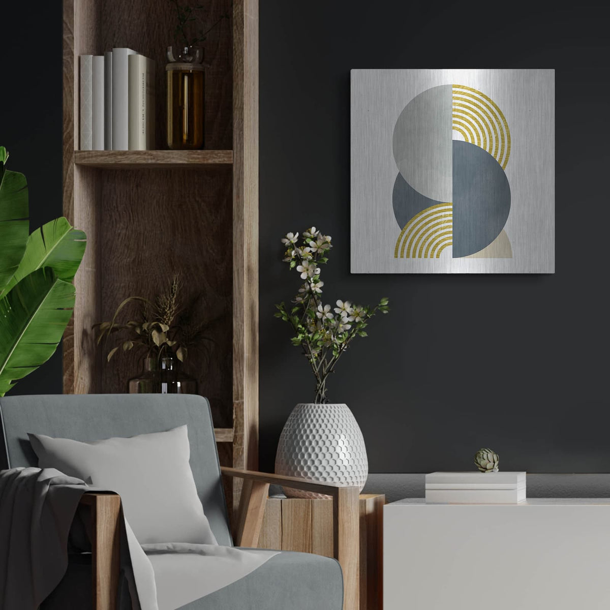 'Deco Glam 1 Sq' by Moira Hershey – Metal Wall Art, 24x24 room view