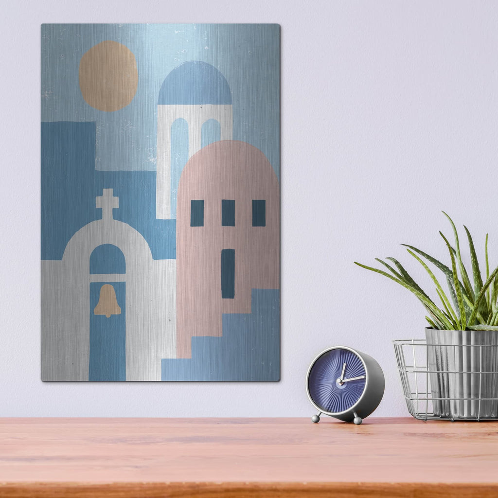 'Santorini Summer 2' by Moira Hershey – Metal Wall Art, 12x16 room view