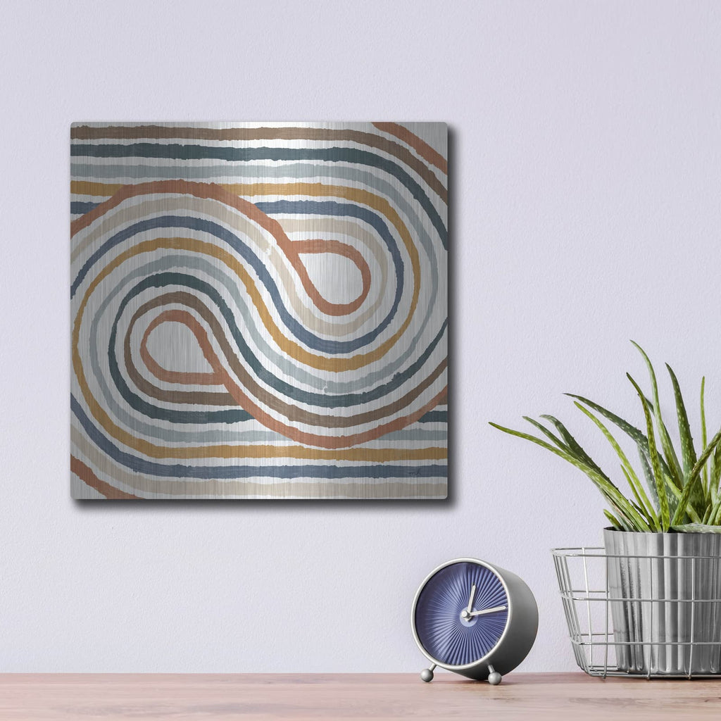 'Rainbow Road 1 Thick Lines' by Moira Hershey – Metal Wall Art, 12x12 room view