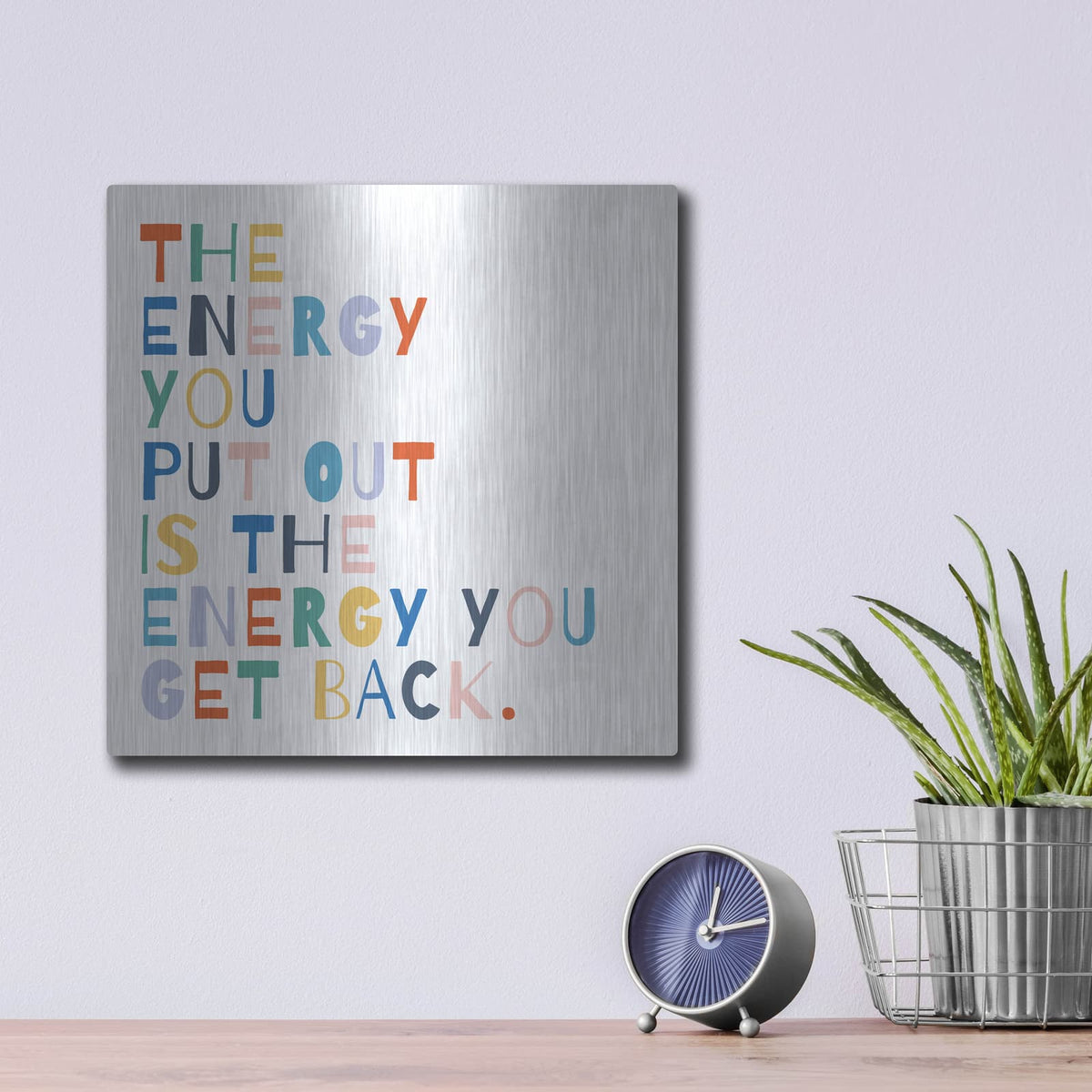 'Rainbow Words 2' by Moira Hershey – Metal Wall Art, 12x12 room view