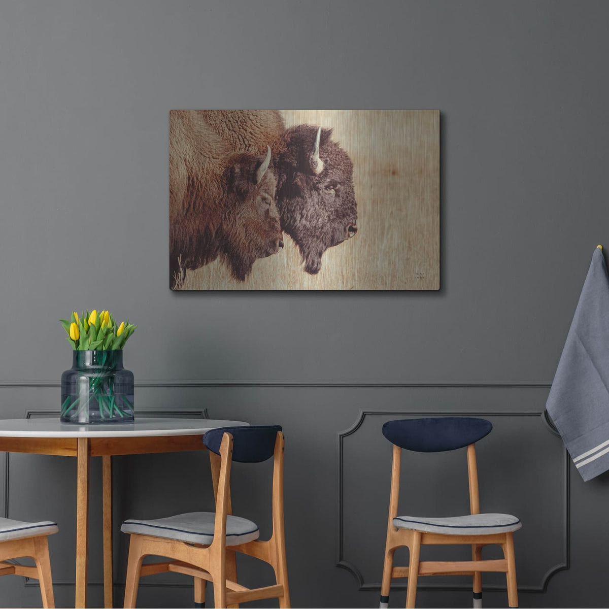 'Bison Pair' by Nathan Larson – Metal Wall Art, 36x24 room view