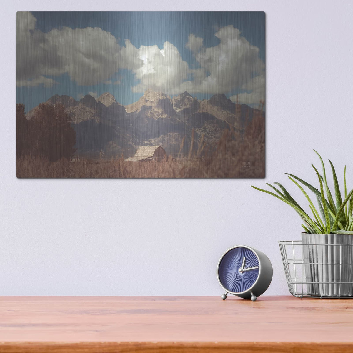 'Wyoming Mountain Lazy Days' by Nathan Larson – Metal Wall Art, 16x12 room view