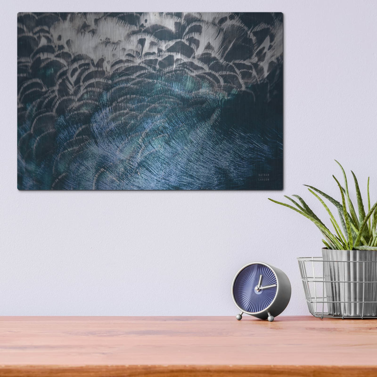 'Peacock Study 2 Horizontal' by Nathan Larson – Metal Wall Art, 16x12 room view